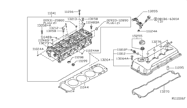 2014 Nissan Rogue Cylinder Head Diagram for 110403TA0A