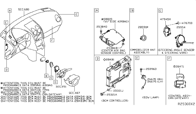 2017 Nissan Rogue  Sensor-Side, Air Bag Center Diagram for 988204BA9A