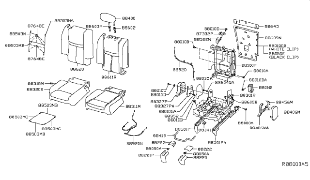 2018 Nissan Rogue  Bracket-Hinge, Rear Seat Diagram for 883C24BA1A