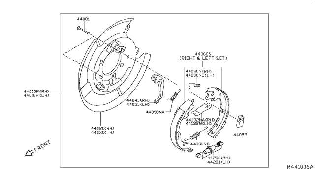 2019 Nissan Rogue  ADJUSTER Assembly - Rear Brake Diagram for 442003NF0A