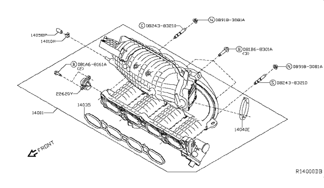 2018 Nissan Rogue  Manifold-Intake Diagram for 140014BA1B