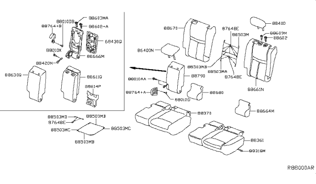 2018 Nissan Rogue Headrest Assy-Rear Seat Diagram for 864606FU0A