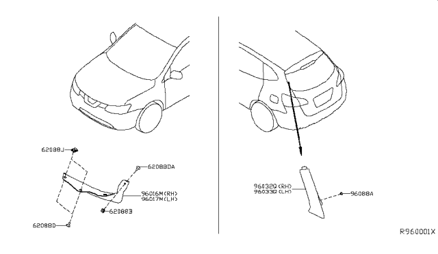 2015 Nissan Rogue  Air Spoiler Front LH Diagram for 638454BA0A