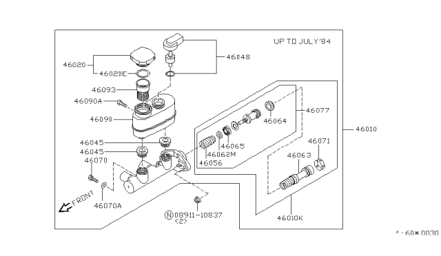 1984 Nissan Pulsar NX  STOPPER Diagram for 4608201A10
