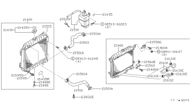 1984 Nissan Pulsar NX  Radiator Assy Diagram for 2146036A01