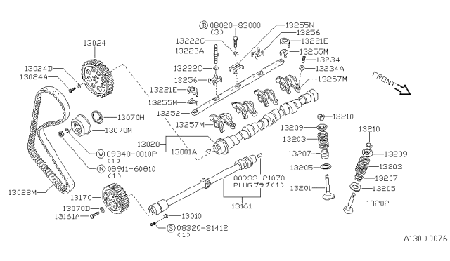 1984 Nissan Pulsar NX Valve-Exhaust Diagram for 1320215M00