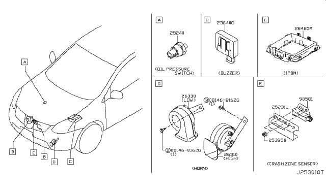 2010 Nissan Rogue  Sensor-Air Bag Front Center Diagram for 98581CD00A