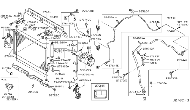 2013 Nissan Rogue  Protector-Clamp Tube Diagram for 92557JG00A