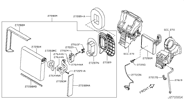 2010 Nissan Rogue  EVAPOLATOR Assembly-Front Diagram for 27281JM00A