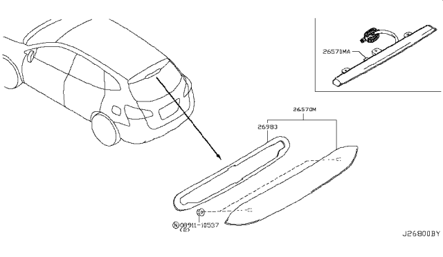 2012 Nissan Rogue  Lamp Assembly-Stop, High Mounting Diagram for 26590JM00A