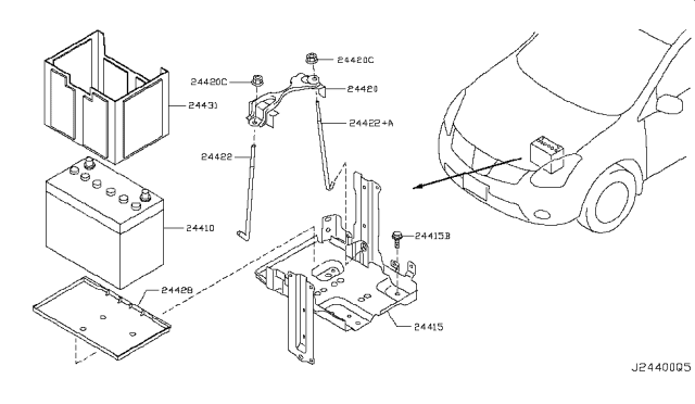 2013 Nissan Rogue  Cover-Battery Diagram for 244314BA0A