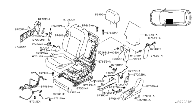 2008 Nissan Rogue Head Rest Assembly-Front Seat Diagram for 86400JM00A