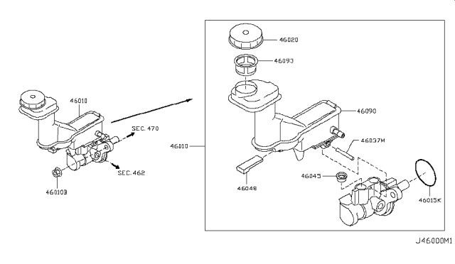 2009 Nissan Rogue  Tank-Oil Reservoir Diagram for 46091JG80A