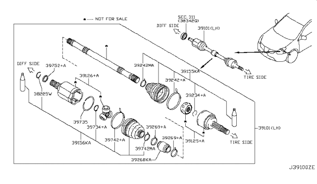 2012 Nissan Rogue Shield-Dust Diagram for 397521FA0B