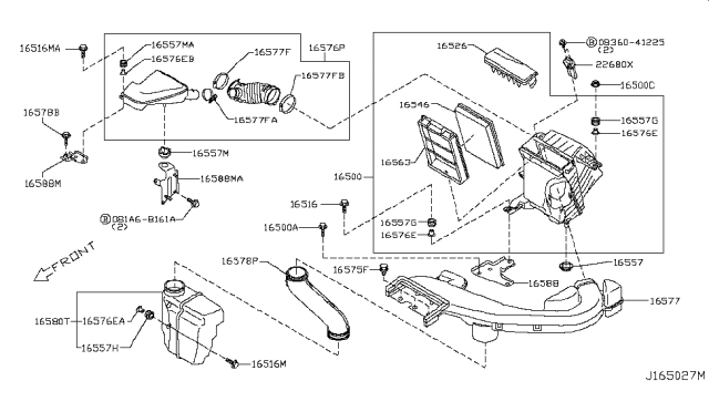 2015 Nissan Rogue  Air Cleaner Assembly Diagram for 16500JG30B