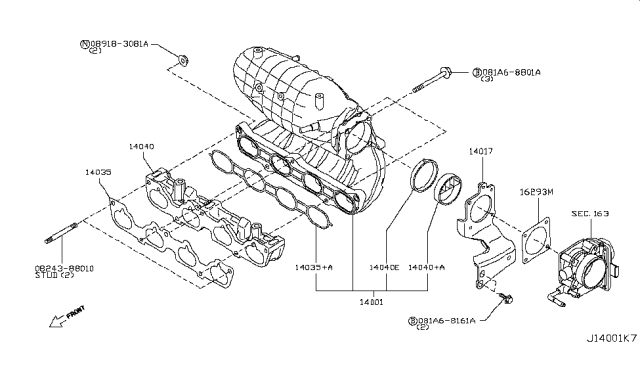 2008 Nissan Rogue Support-Manifold Diagram for 14017JG30A