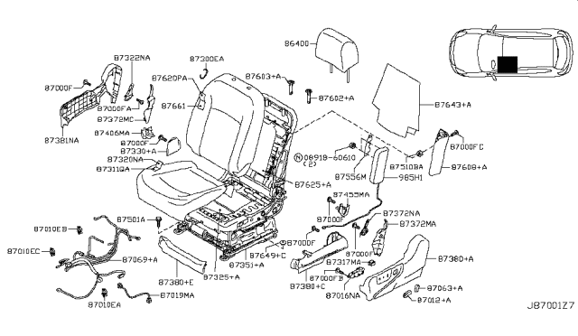 2015 Nissan Rogue FINISHER Assembly-Rear, Front Cushion LH Diagram for 87374JM00A