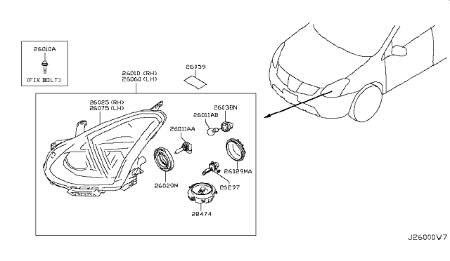 2012 Nissan Rogue Cover-Socket Diagram for 26029AE000