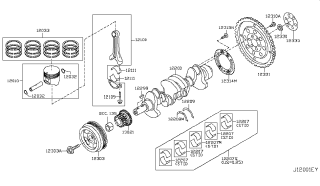 2010 Nissan Rogue  Sprocket-Crankshaft Diagram for 130216N20A