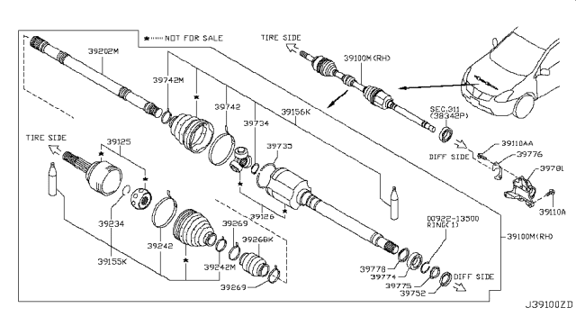 2010 Nissan Rogue  Shield-Dust Diagram for 39775JA40A
