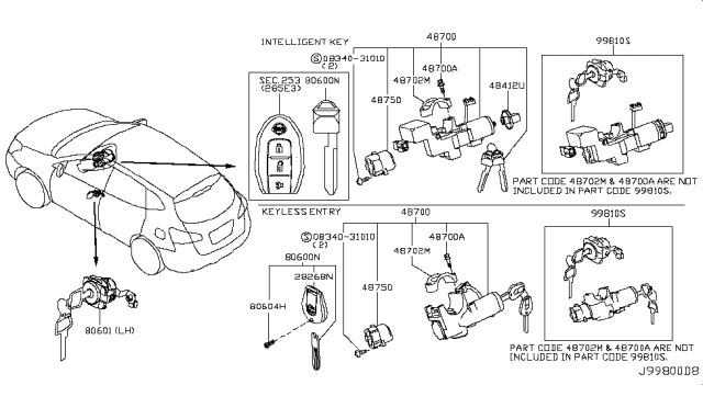 2009 Nissan Rogue  Remote Control Keyfob(Without Nissan Intelligent Key®) Diagram for 28268C993A