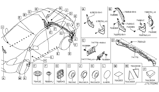 2009 Nissan Rogue Drafter-Air Diagram for 768042DZ0A
