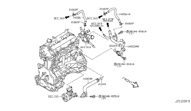 2014 Nissan Rogue Hose Water Diagram for 14056ET80A