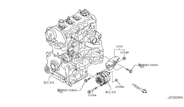 2010 Nissan Rogue  Bolt Diagram for 117166N20A