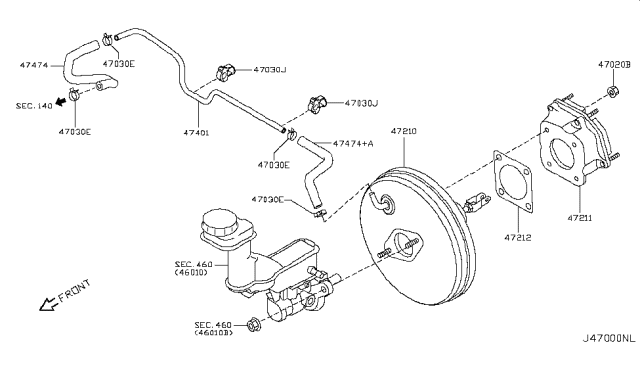 2012 Nissan Rogue Hose-Booster Diagram for 47471JG010
