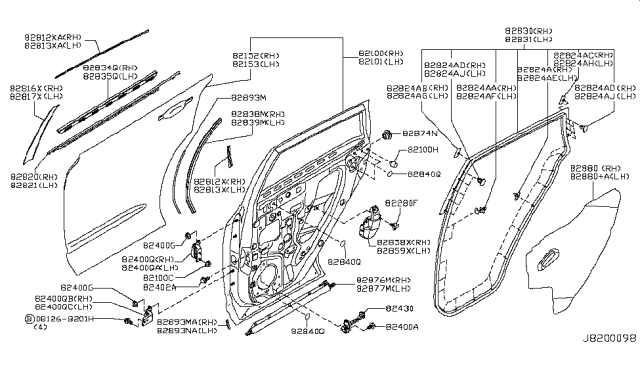 2014 Nissan Rogue  Protector-Rear Door, LH Diagram for 82893JM00B