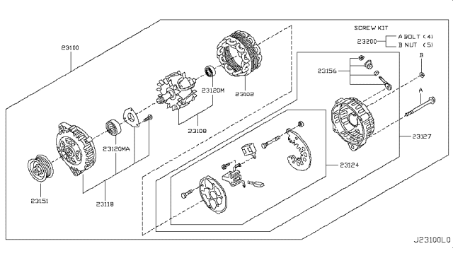 2011 Nissan Rogue  Rectifier Assy Diagram for 23124AU40B