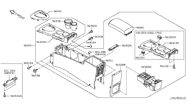 2012 Nissan Rogue  Mask Console Diagram for 969181VX0A