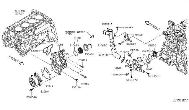 2012 Nissan Juke  Hose - Water Suction Diagram for 210471KC0A
