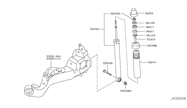 2015 Nissan Juke Bolt Diagram for 54459EN01A