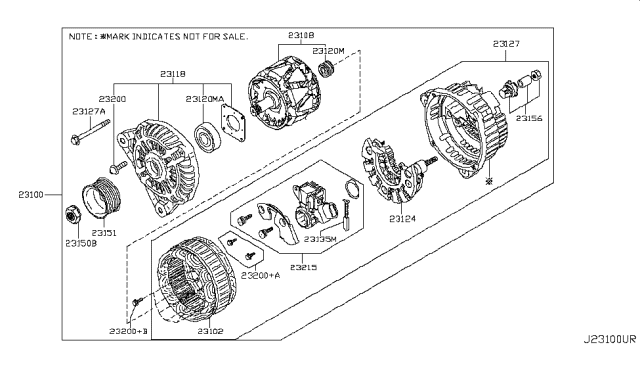 2013 Nissan Juke  Alternator Compatible Diagram for 231001KM1A