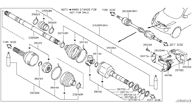 2017 Nissan Juke  Shield-Dust Diagram for 39752EN00A