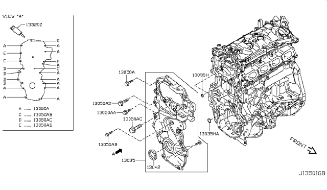 2016 Nissan Juke  Seal-Oil, Crankshaft Front Diagram for 135106N200