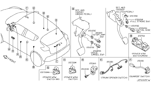 2013 Nissan Juke Switch Assy-Power Window, Assist Diagram for 254111KL5A