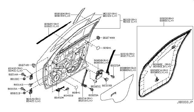 2017 Nissan Juke  SASH-Front Door LH Diagram for 803871KA0B