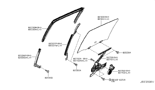 2017 Nissan Juke  Glass Run-Rear Door Window RH Diagram for 823301KA0A