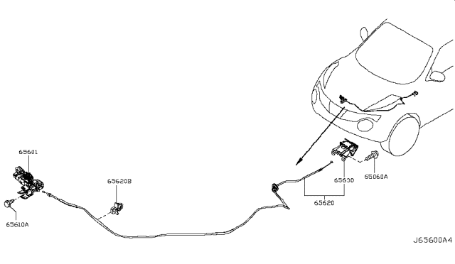 2015 Nissan Juke  Male Hood Lock Diagram for 656011KA0A