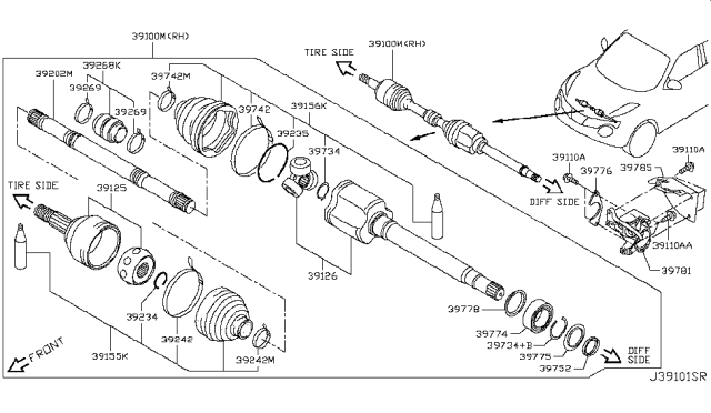 2013 Nissan Juke  Shield-Dust Diagram for 39752JA40A