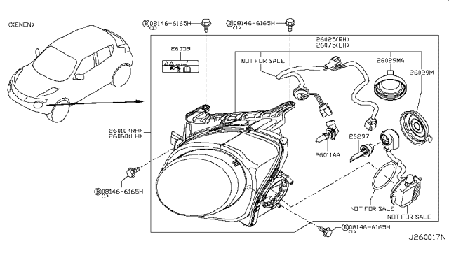 2014 Nissan Juke Label-Headlamp Diagram for 260598991A