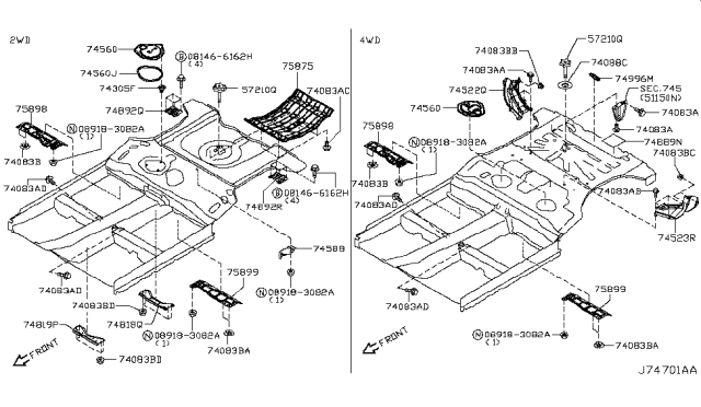 2014 Nissan Juke  Cover-Front Under, LH Diagram for 748151KD1A