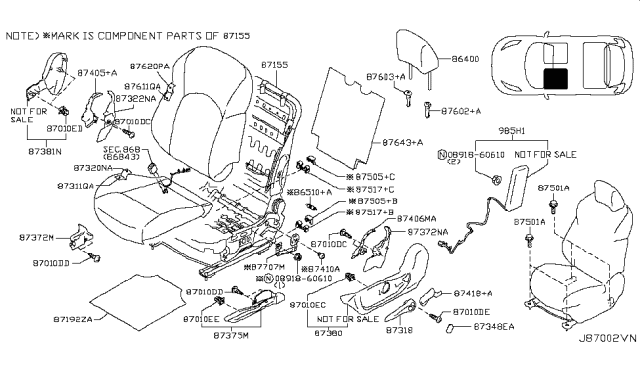 2014 Nissan Juke Cover-Device RH Diagram for 874051KA0A