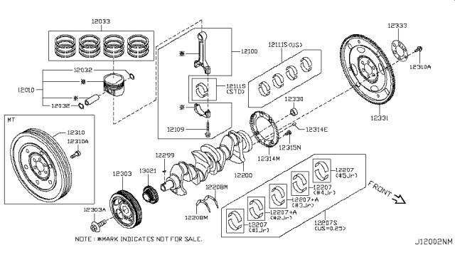 2014 Nissan Juke  Piston, W/PIN Diagram for A20101KC0A