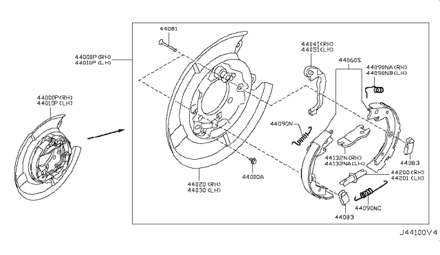 2013 Nissan Juke  Brake Assembly-Parking Rear RH Diagram for 44000ET01A