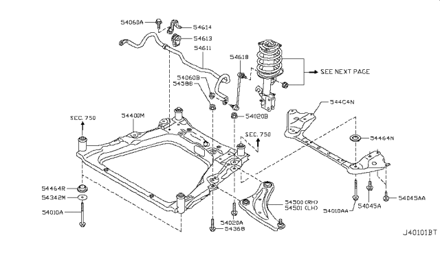2017 Nissan Juke  STOPPER Rub-Front Suspension Mounting, Front Diagram for 54464CY00B