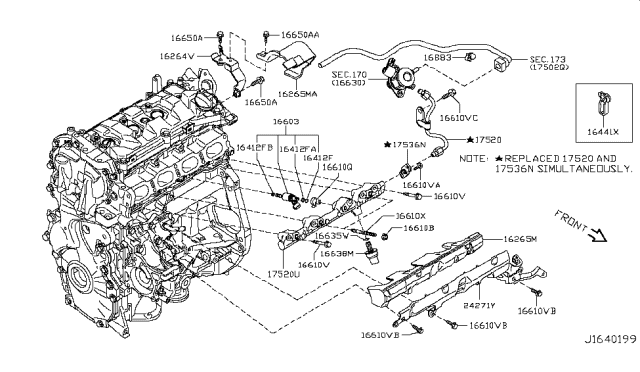 2016 Nissan Juke  Injector Assy-Fuel Diagram for 166001KC0A