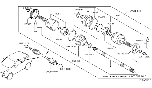 2017 Nissan Juke  CIRCLIP Diagram for 3822501B00